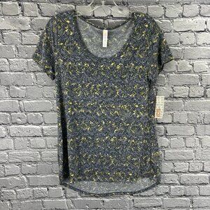 LuLaRoe Classic T Yellow Gray Top Shirt XS